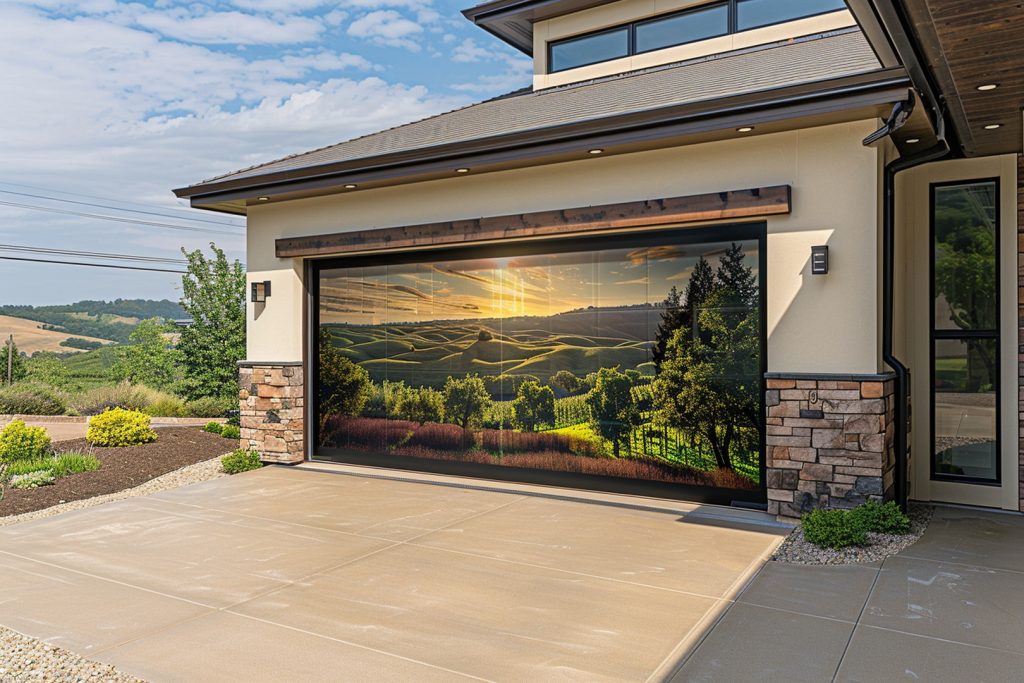 brama garażowa z nadrukiem