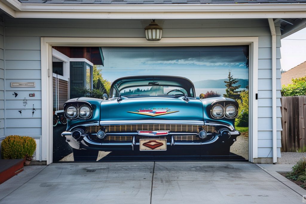 brama garażowa z nadrukiem