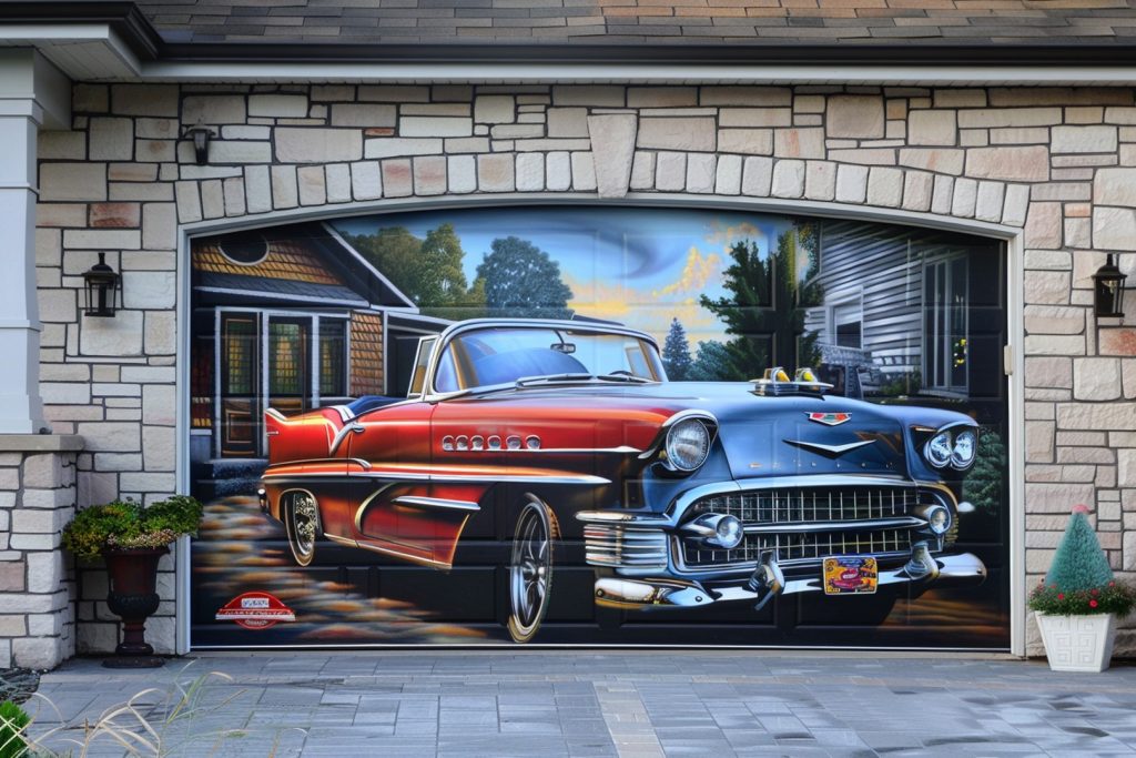 brama garażowa z nadrukiem